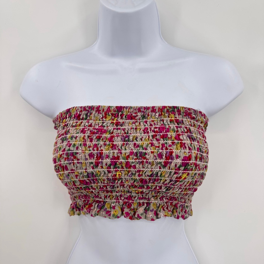 Abercrombie and Fitch tiny smocked floral tube top Y2K Twee Summer Size Small